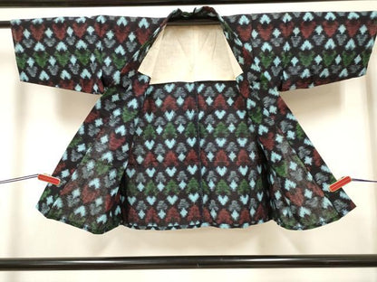 平和屋着物[]久留米絣　女の子　子供　単衣　絣文様　綿　逸品　DABH5431ea