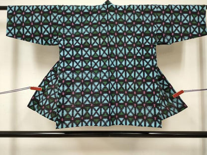 平和屋着物[]久留米絣　女の子　子供　単衣　絣文様　綿　逸品　DABH5432ea