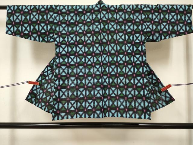 平和屋着物[]久留米絣　女の子　子供　単衣　絣文様　綿　逸品　DABH5432ea