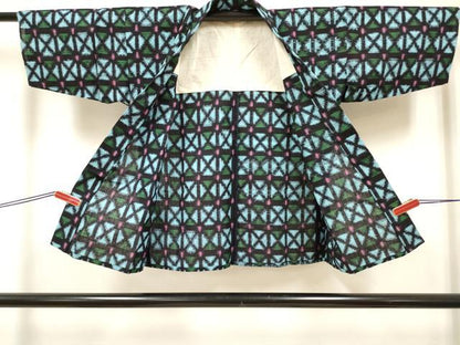 平和屋着物[]久留米絣　女の子　子供　単衣　絣文様　綿　逸品　DABH5432ea