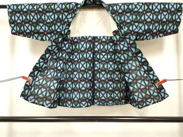 平和屋着物[]久留米絣　女の子　子供　単衣　絣文様　綿　逸品　DABH5432ea