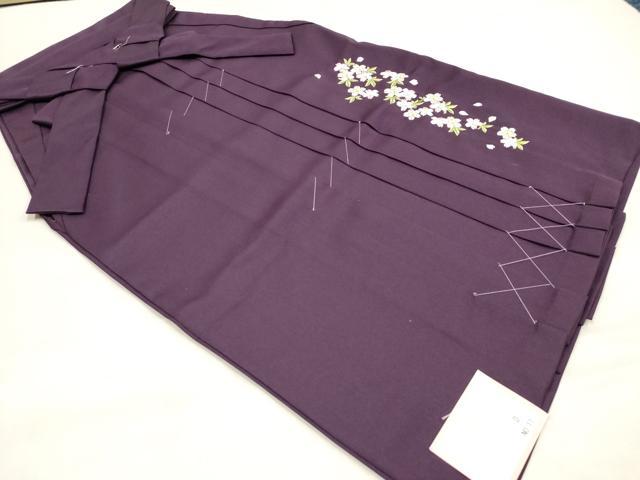 平和屋着物[]女の子　子供　行灯袴　総刺繍　舞桜文　葡萄色　金糸　洗える着物　未使用　DABH5433ea
