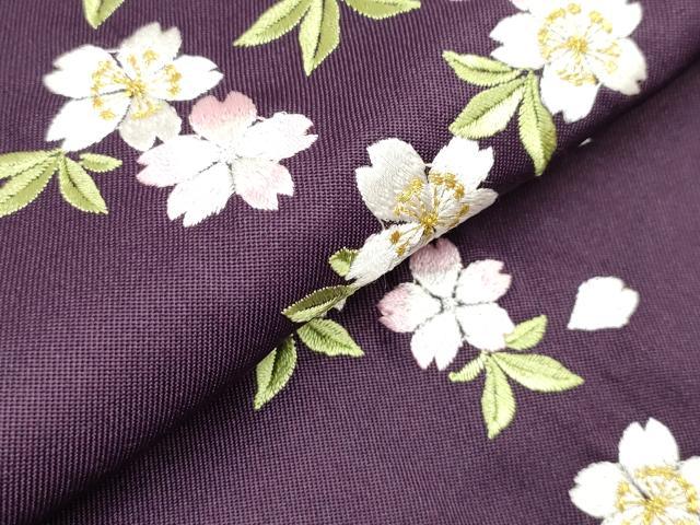 平和屋着物[]女の子　子供　行灯袴　総刺繍　舞桜文　葡萄色　金糸　洗える着物　未使用　DABH5433ea