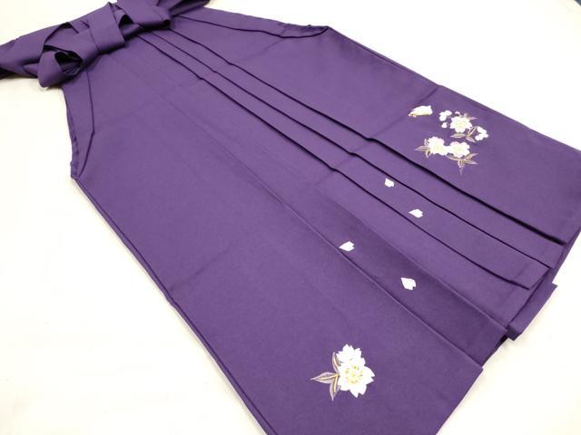 平和屋着物[]女の子　子供　行灯袴　総刺繍　舞蝶舞桜文　菖蒲色　金糸　洗える着物　DABH5443ea