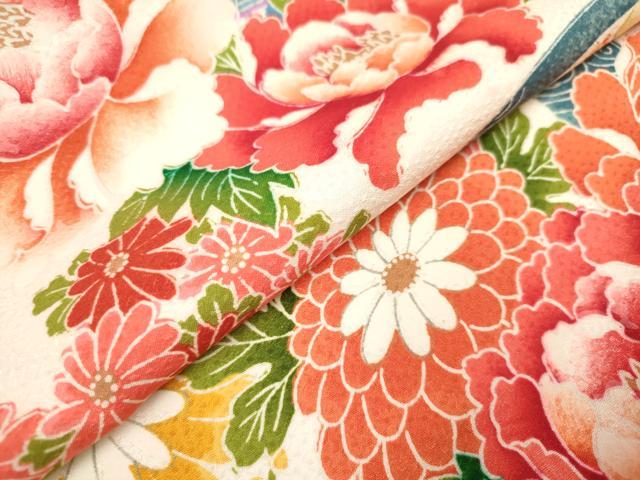 平和屋着物[]七五三　女の子　３歳　祝着　三つ身　流水花文　暈し染め　逸品　DABH5453ea
