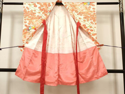 平和屋着物[]七五三　女の子　３歳　祝着　三つ身　鴛鴦花文　金彩　逸品　DABH5454ea