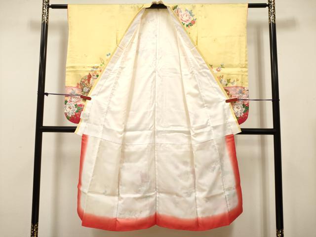平和屋着物[]七五三　女の子　７歳　祝着　四つ身　牡丹鈴花蝶文　金彩　逸品　DABH5460ea
