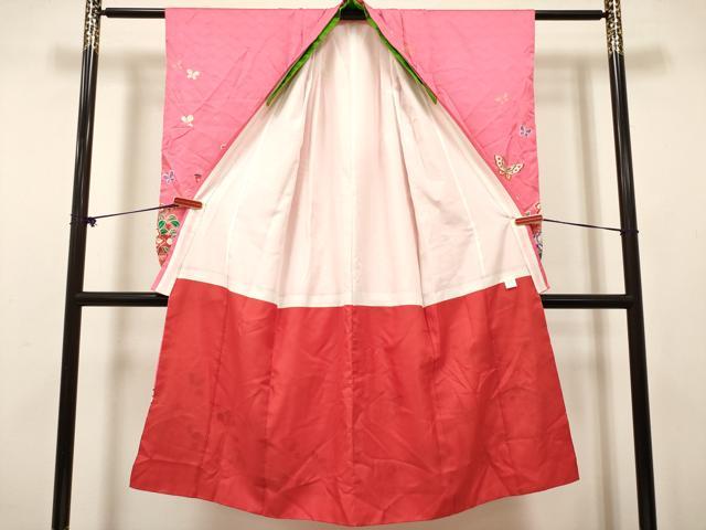 平和屋着物[]七五三　女の子　７歳　祝着　四つ身　舞蝶花文　金彩　逸品　DABH5461ea