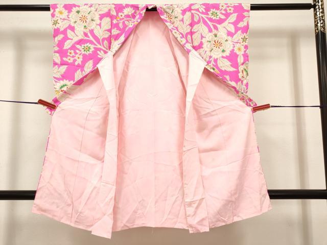 平和屋着物[]七五三　女の子　３歳　祝着　三つ身　更紗花文　逸品　DABH5464ea