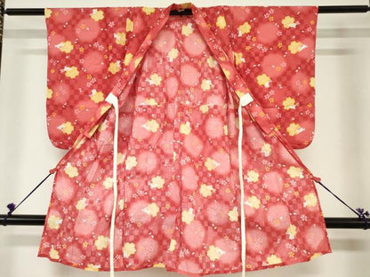 平和屋着物＊夏物　浴衣　女の子　跳びうさぎ　舞桜文　日本製　綿　DABH5469ea