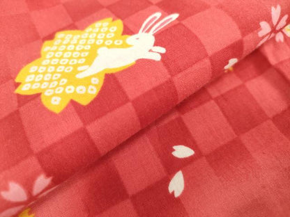 平和屋着物＊夏物　浴衣　女の子　跳びうさぎ　舞桜文　日本製　綿　DABH5469ea
