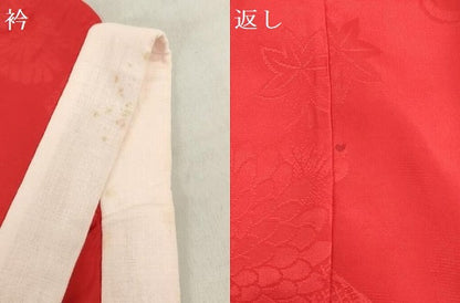 平和屋着物[]女の子　子供　長襦袢　袷　菊亀甲地紋　猩々緋色　DABH5474ea