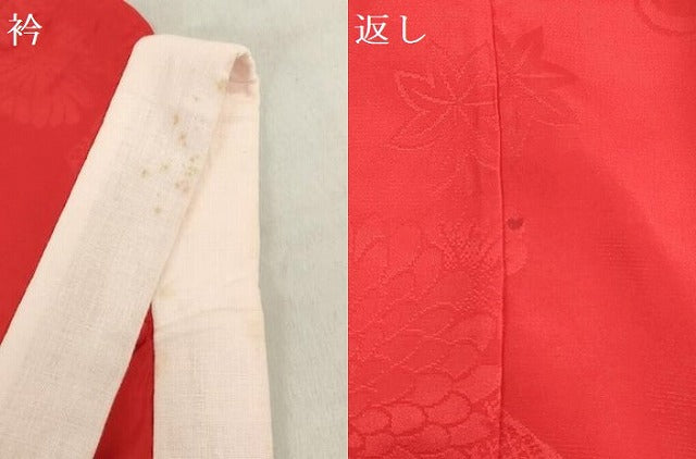 平和屋着物[]女の子　子供　長襦袢　袷　菊亀甲地紋　猩々緋色　DABH5474ea