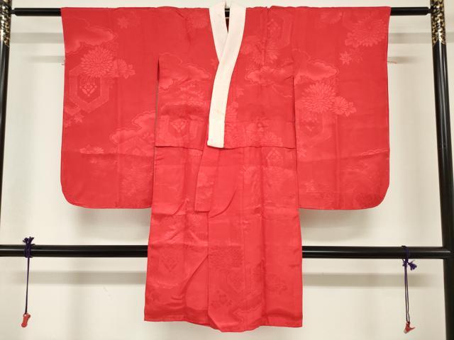 平和屋着物[]女の子　子供　長襦袢　袷　菊亀甲地紋　猩々緋色　DABH5474ea