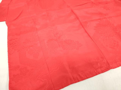 平和屋着物[]女の子　子供　長襦袢　袷　菊亀甲地紋　猩々緋色　DABH5474ea