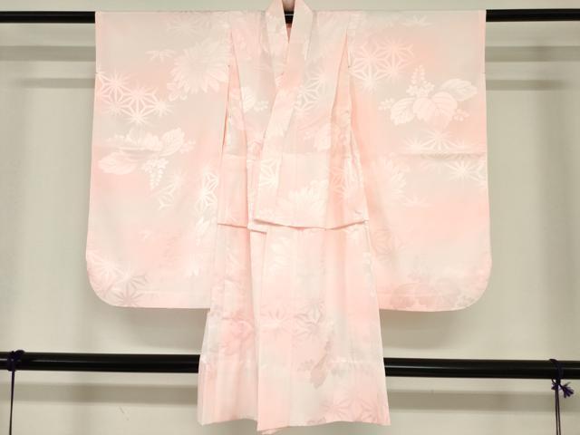 平和屋着物[]女の子　子供　長襦袢　無双仕立て　桐花地紋　暈し染め　洗える着物　DABH5475ea