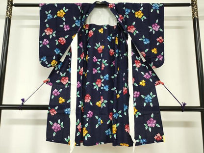 平和屋着物＊夏物　浴衣　女の子　注染　桔梗　日本製　綿　逸品　DABH5476ea