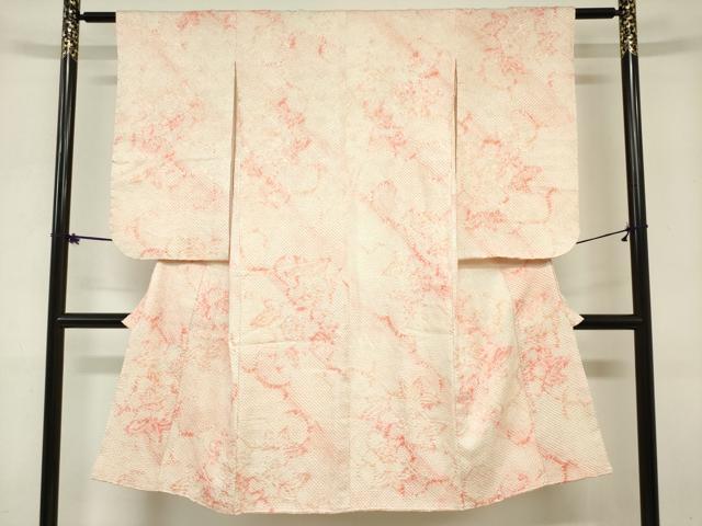 平和屋着物[]七五三　女の子　７歳　祝着　四つ身　総絞り　舞花文　逸品　DABH5485ea