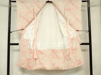 平和屋着物[]七五三　女の子　７歳　祝着　四つ身　総絞り　舞花文　逸品　DABH5485ea