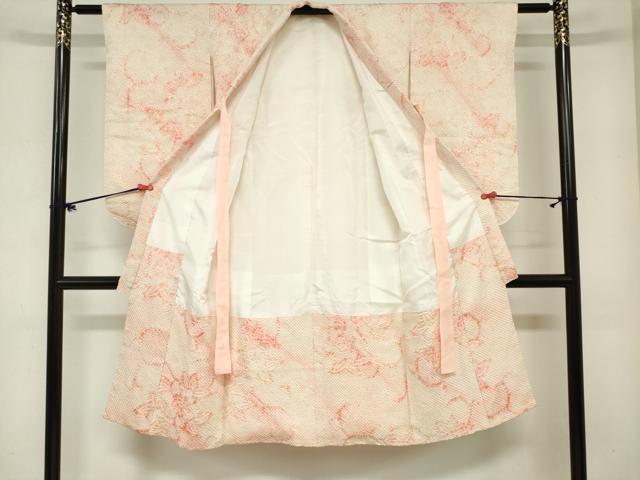 平和屋着物[]七五三　女の子　７歳　祝着　四つ身　総絞り　舞花文　逸品　DABH5485ea