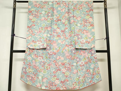 平和屋着物[]七五三　女の子　７歳　祝着　四つ身　桐花文　反端付き　逸品　DABH5486ea