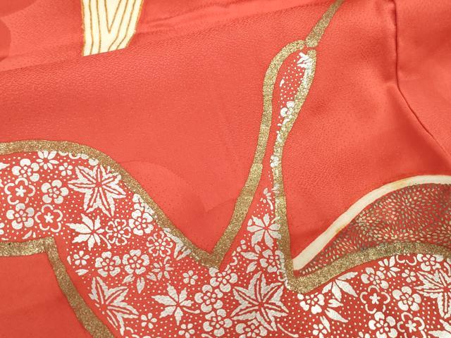 平和屋着物[]七五三　女の子　７歳　祝着　四つ身　駒刺繍　飛鶴　金銀彩　逸品　DABH5488ea