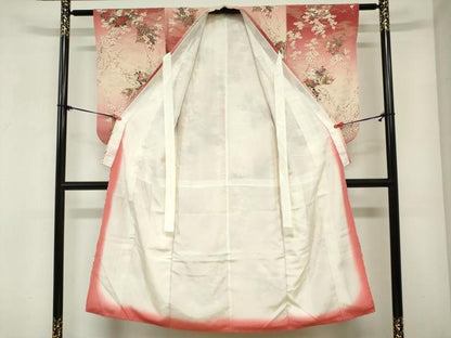 平和屋着物∵女の子　十三参り　子供　扇面花文　枝梅　暈し染め　金彩　逸品　DABH5489ea