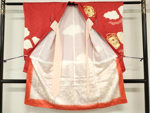 平和屋着物[]七五三　女の子　３歳　祝着　三つ身　駒刺繍　絞り　手鞠　金彩　逸品　DABH5491ea