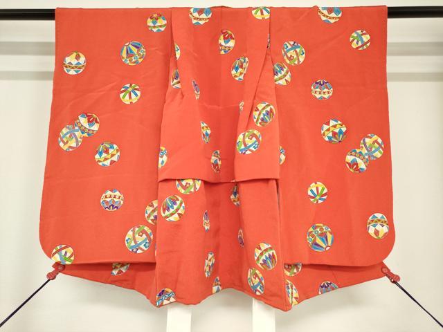 平和屋着物[]七五三　女の子　３歳　祝着　三つ身　手鞠　鬼しぼ縮緬　逸品　DABH5493ea
