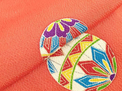 平和屋着物[]七五三　女の子　３歳　祝着　三つ身　手鞠　鬼しぼ縮緬　逸品　DABH5493ea