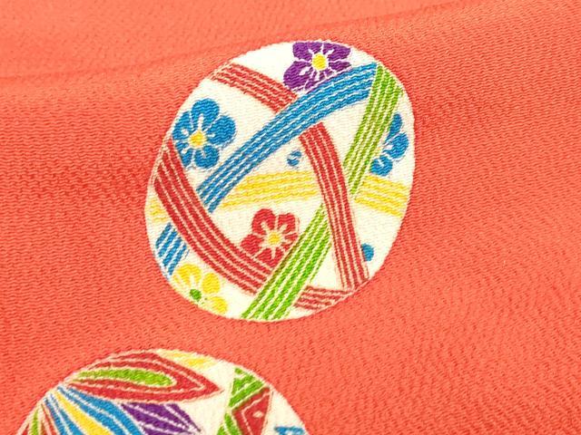 平和屋着物[]七五三　女の子　３歳　祝着　三つ身　手鞠　鬼しぼ縮緬　逸品　DABH5493ea