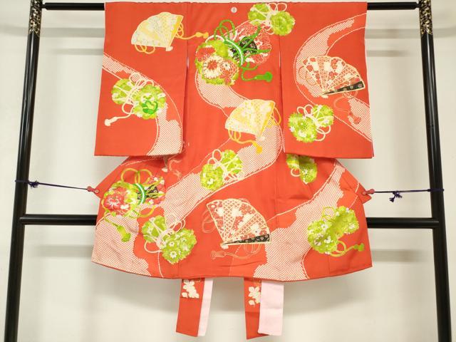平和屋着物[]お宮参り　女の子　祝着　産着　初着　のしめ　駒刺繍　花鼓文　金彩　逸品　DABH5505ea