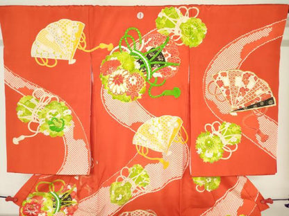 平和屋着物[]お宮参り　女の子　祝着　産着　初着　のしめ　駒刺繍　花鼓文　金彩　逸品　DABH5505ea