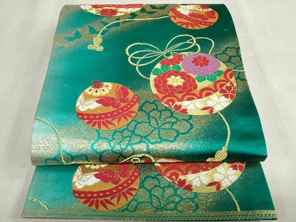 平和屋着物[]女の子　子供　全通柄袋帯　唐織　御殿鞠　舞蝶花文　金糸　逸品　DABH5506ea