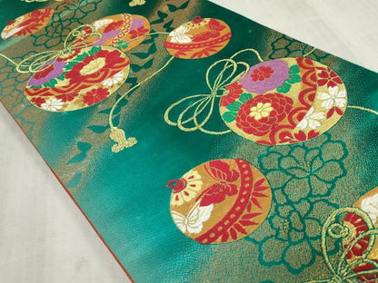 平和屋着物[]女の子　子供　全通柄袋帯　唐織　御殿鞠　舞蝶花文　金糸　逸品　DABH5506ea