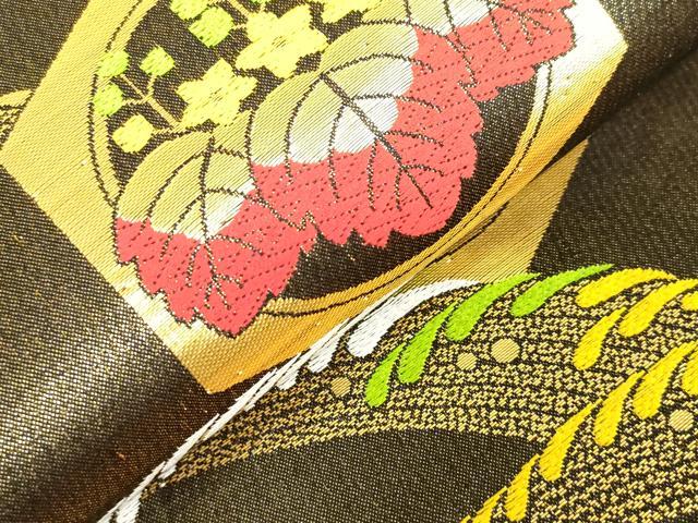 平和屋着物[]女の子　子供　全通柄袋帯　唐織　家紋散らし　立波文　金糸　逸品　DABH5507ea