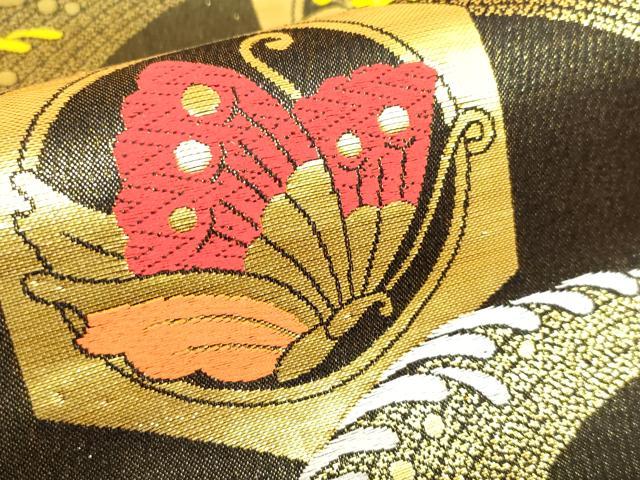 平和屋着物[]女の子　子供　全通柄袋帯　唐織　家紋散らし　立波文　金糸　逸品　DABH5507ea