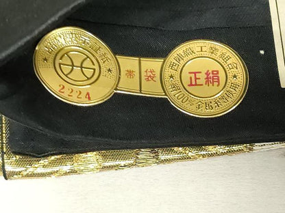 平和屋着物[]西陣　女の子　子供　全通柄袋帯　花蝶丸文　鳳凰　金糸　証紙付き　逸品　DABH5517ea