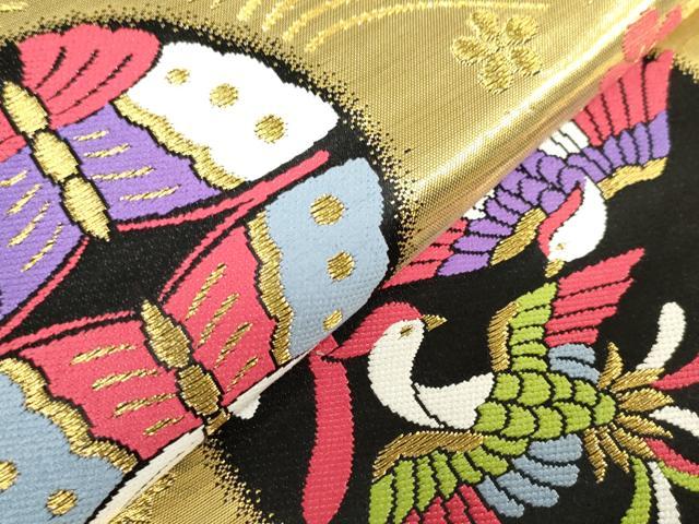 平和屋着物[]西陣　女の子　子供　全通柄袋帯　花蝶丸文　鳳凰　金糸　証紙付き　逸品　DABH5517ea