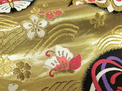 平和屋着物[]西陣　女の子　子供　全通柄袋帯　花蝶丸文　鳳凰　金糸　証紙付き　逸品　DABH5517ea