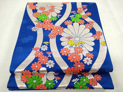 平和屋着物[]女の子　子供　全通柄袋帯　立涌菊文　銀糸　逸品　DABH5518ea