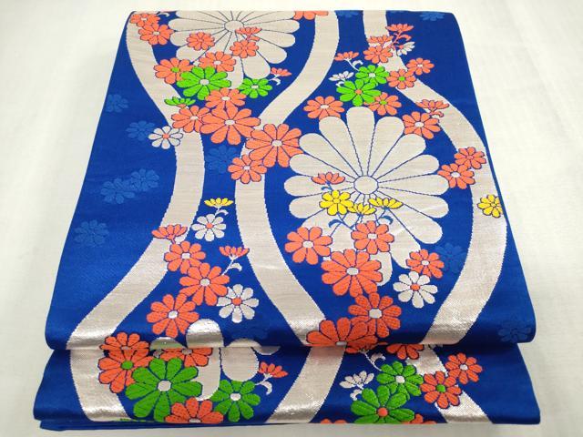 平和屋着物[]女の子　子供　全通柄袋帯　立涌菊文　銀糸　逸品　DABH5518ea
