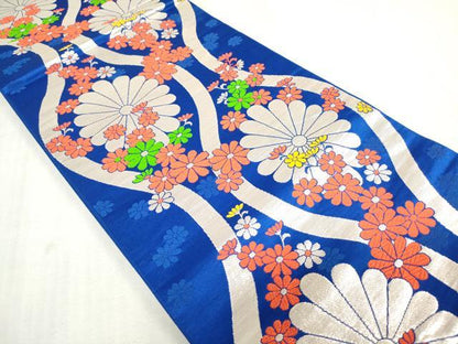 平和屋着物[]女の子　子供　全通柄袋帯　立涌菊文　銀糸　逸品　DABH5518ea