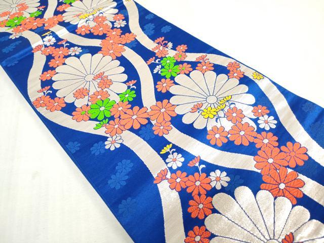 平和屋着物[]女の子　子供　全通柄袋帯　立涌菊文　銀糸　逸品　DABH5518ea