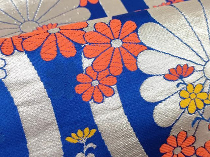 平和屋着物[]女の子　子供　全通柄袋帯　立涌菊文　銀糸　逸品　DABH5518ea