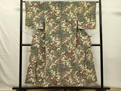 平和屋着物■上質な小紋　草花文　正絹　逸品　DABH5521ya