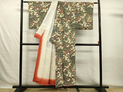 平和屋着物■上質な小紋　草花文　正絹　逸品　DABH5521ya