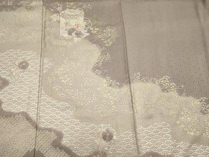 平和屋着物■訪問着　絞り　刺繍　道長貝桶花文　金銀彩　正絹　逸品　DABH5522ya