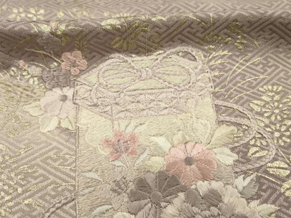 平和屋着物■訪問着　絞り　刺繍　道長貝桶花文　金銀彩　正絹　逸品　DABH5522ya