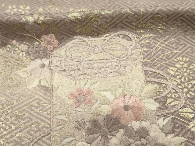 平和屋着物■訪問着　絞り　刺繍　道長貝桶花文　金銀彩　正絹　逸品　DABH5522ya